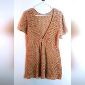 Metro7 Tan Crocheted Top Size XL